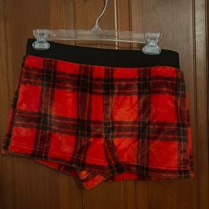 Women’s plaid fuzzy shorts